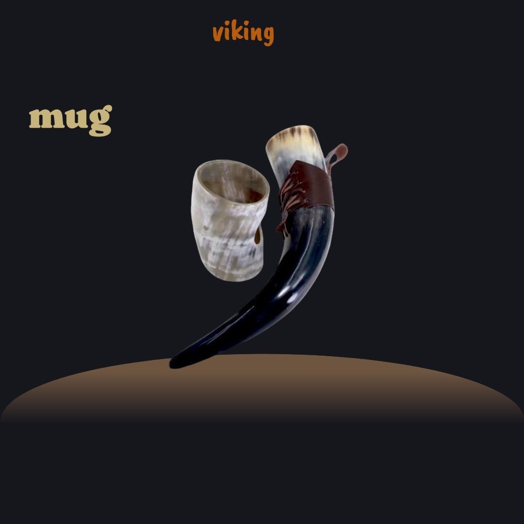 Handmade Viking Ox Horn Mug – Beer & Wine Goblet – Viking Accessories | Norse runes & Nordic jewelry