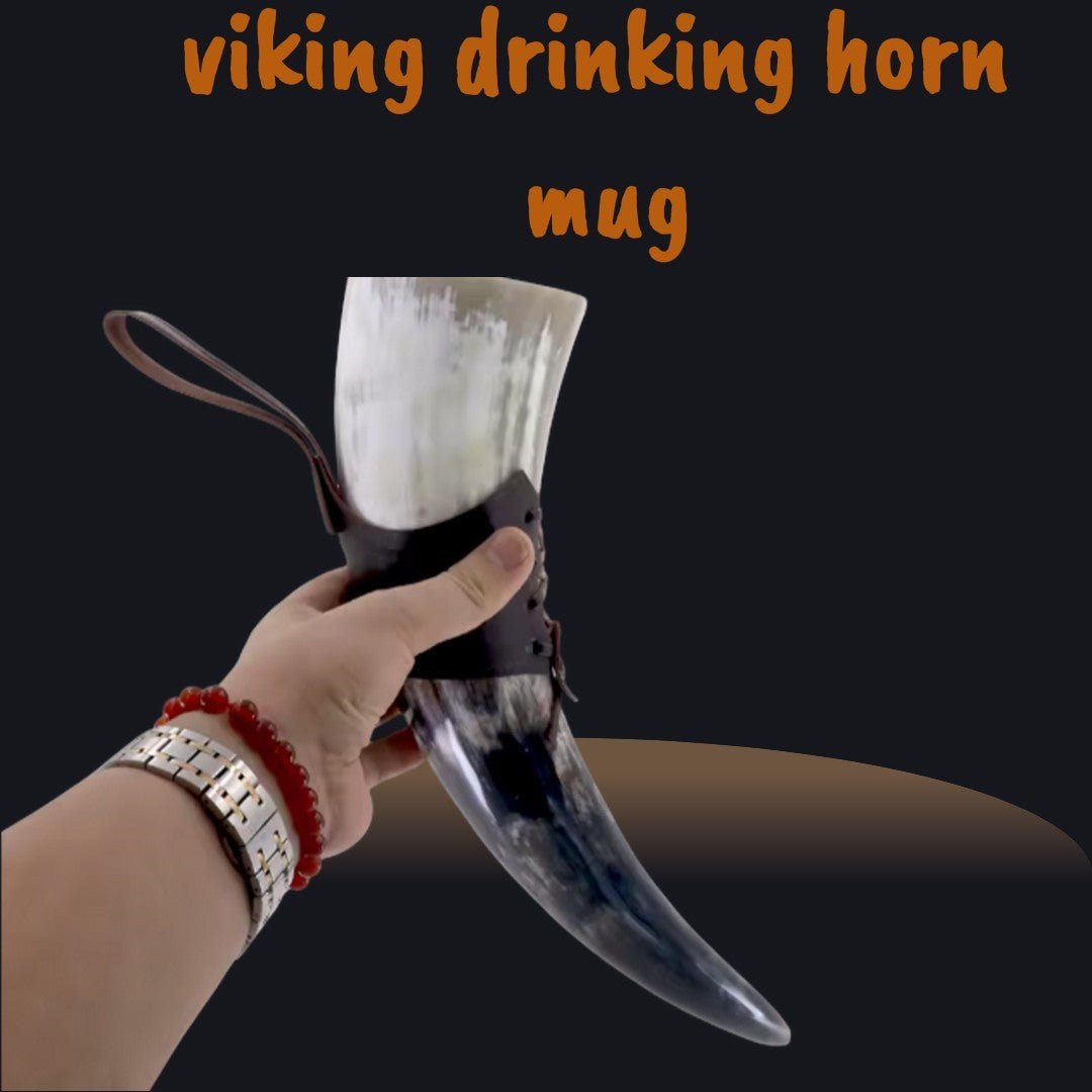 Handmade Viking Ox Horn Mug – Beer & Wine Goblet – Viking Accessories | Norse runes & Nordic jewelry