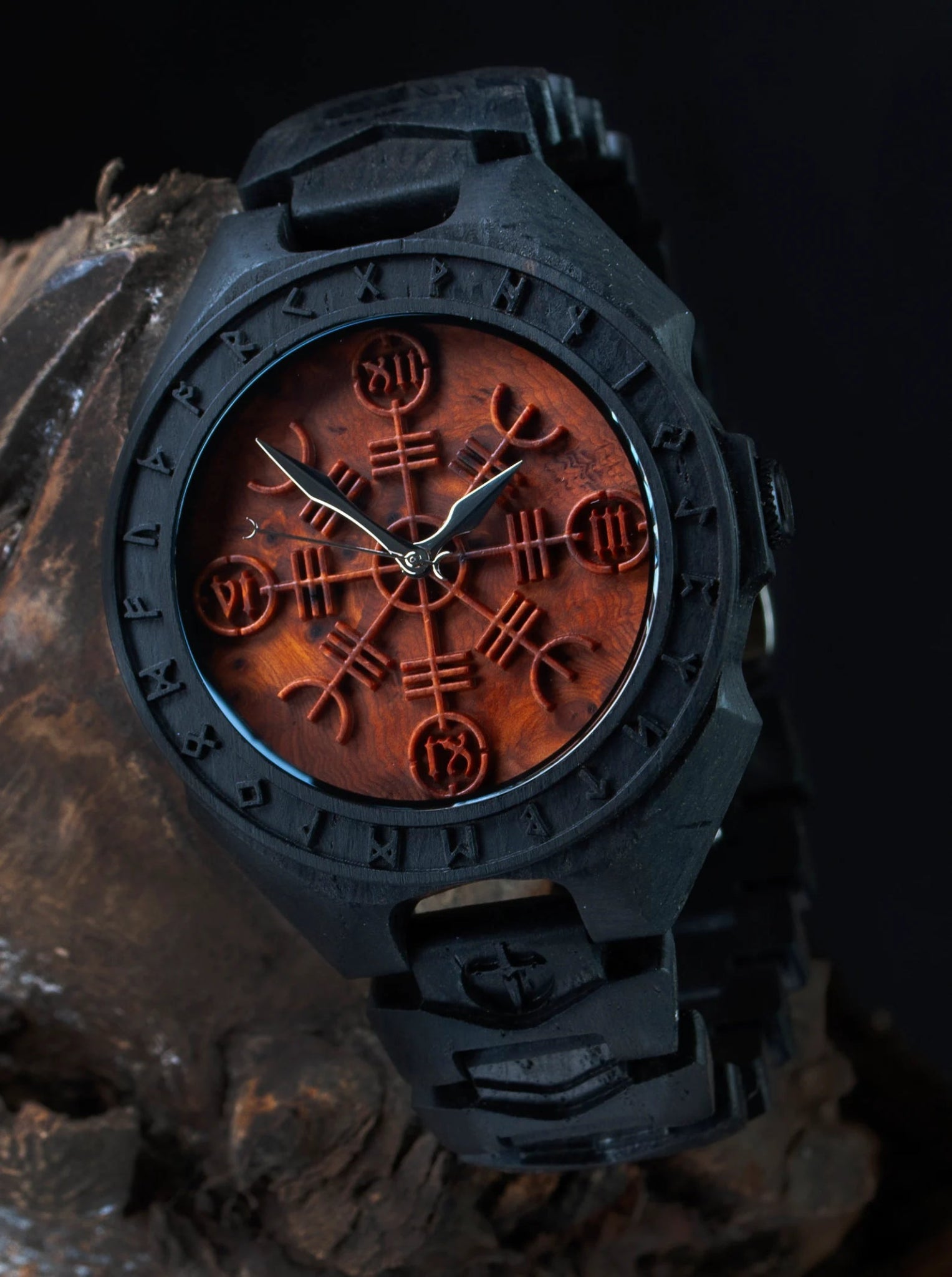 "Helm of Awe Set – Wooden Beard Comb, Watch & Norse Jewelry" – Viking Accessories | Norse runes & Nordic jewelry