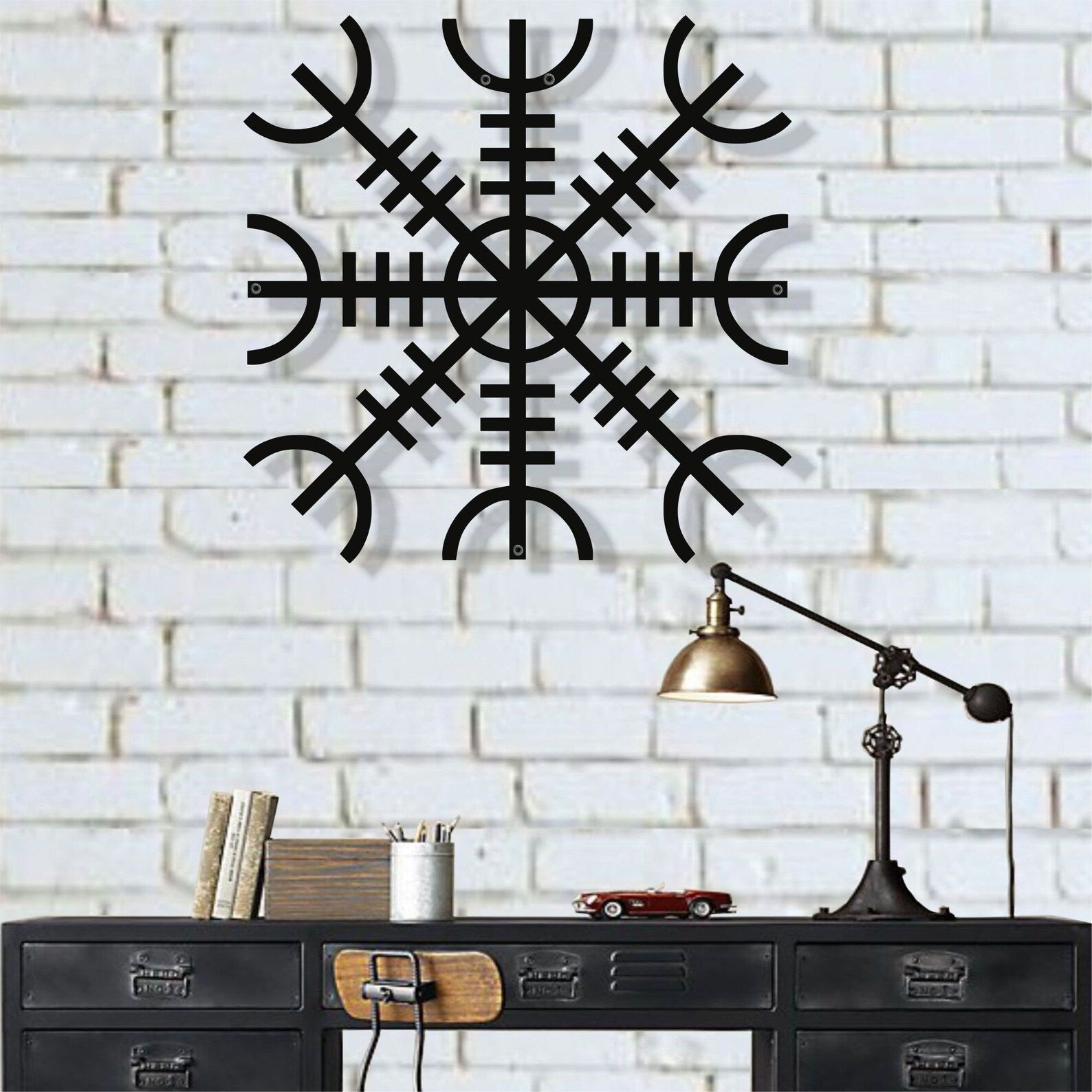Helm of Awe Wall Art, Metal Wall Decor, Metal Wall Hangings – Viking home decor | Norse runes & Nordic jewelry