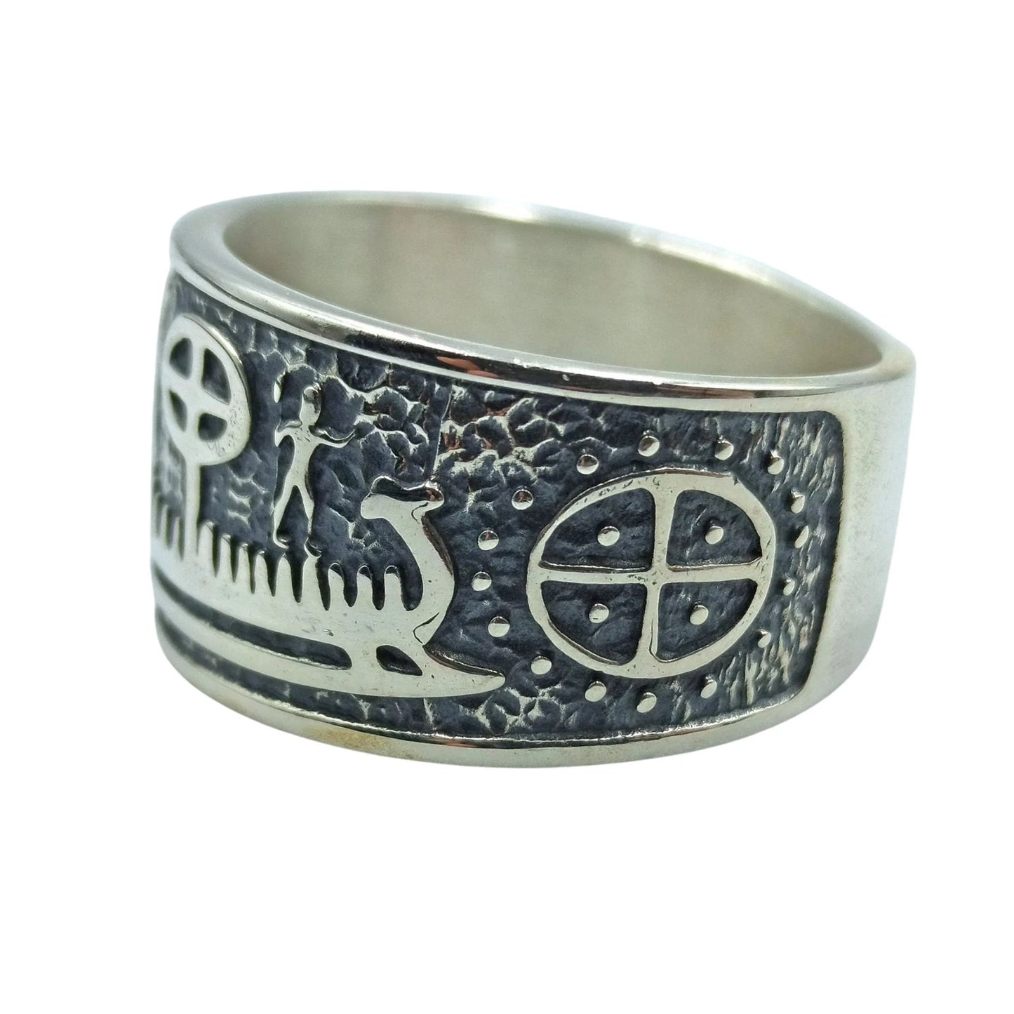 Viking Petroglyph Ring | Norse Jewelry | Sun Wheel Symbol