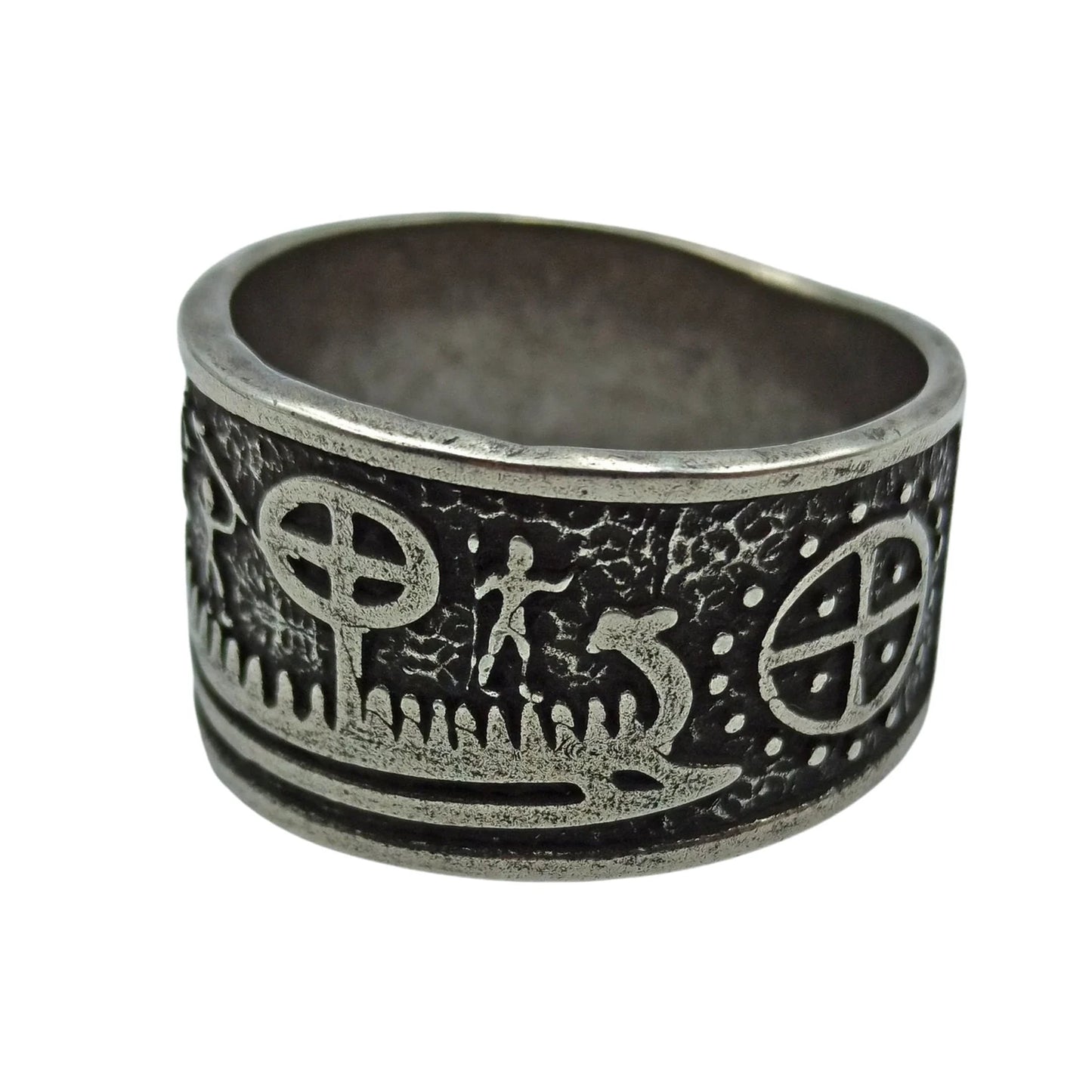 Viking Petroglyph Ring | Norse Jewelry | Sun Wheel Symbol