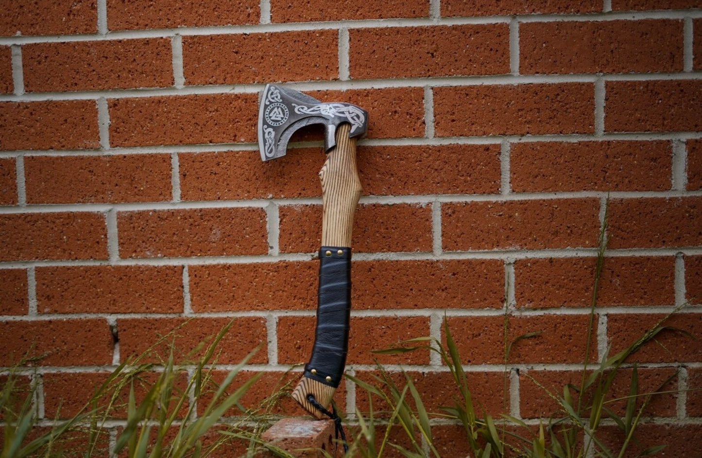 Custom Gift Forged Carbon Steel Viking Axe with Rose Wood Shaft, Viking Bearded Camping Axe