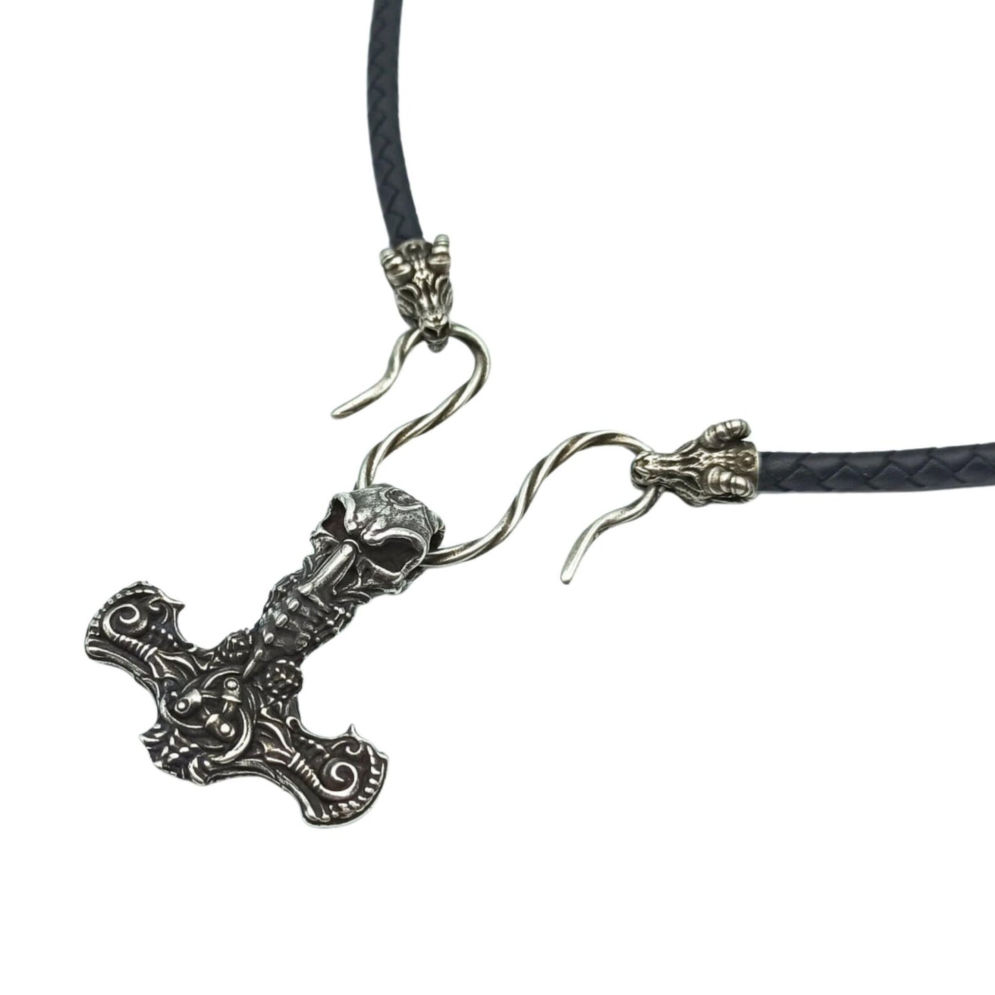 Biomechanical Mjolnir Skull Pendant | Unique Thor’s Hammer Necklace
