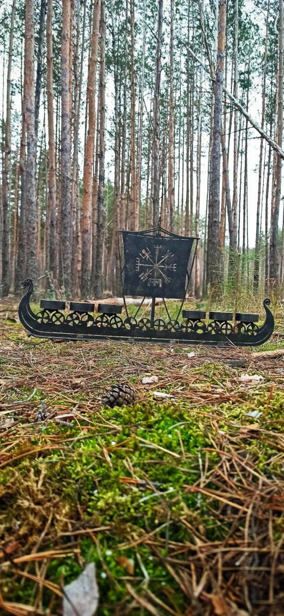 Large Drakkar Viking Ship Candleholder Vegvisir Norse Runes Nordic Asatru – Viking Accessories | Norse runes & Nordic jewelry