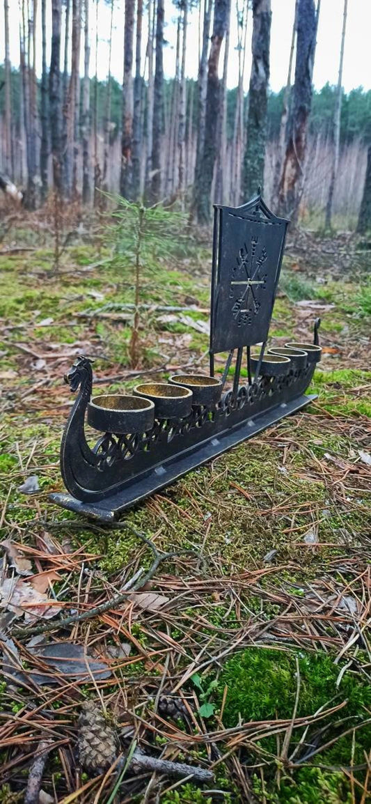 Large Drakkar Viking Ship Candleholder Vegvisir Norse Runes Nordic Asatru – Viking Accessories | Norse runes & Nordic jewelry