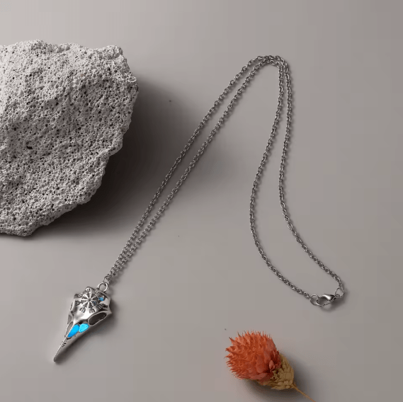 Luminous Viking Raven Skull Necklace β Norse Pendant β Viking jewerly | Norse runes & Nordic jewelry
