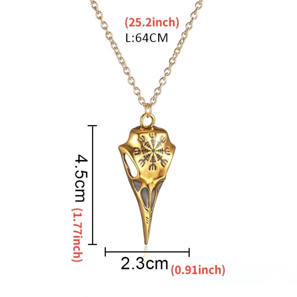 Luminous Viking Raven Skull Necklace β Norse Pendant β Viking jewerly | Norse runes & Nordic jewelry