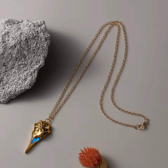 Luminous Viking Raven Skull Necklace β Norse Pendant β Viking jewerly | Norse runes & Nordic jewelry