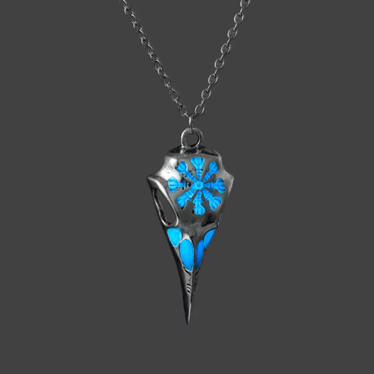 Luminous Viking Raven Skull Necklace – Norse Pendant – Viking jewerly | Norse runes & Nordic jewelry