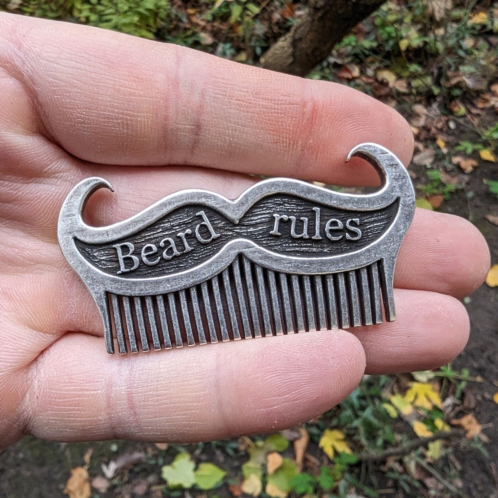 Metal custom beard comb mustache brush hipster gifts – Viking Accessories | Norse runes & Nordic jewelry