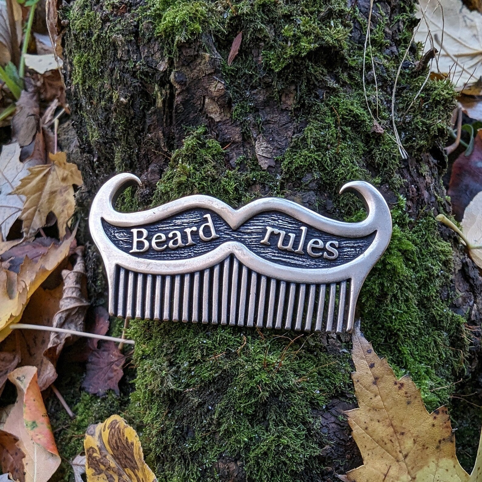 Metal custom beard comb mustache brush hipster gifts – Viking Accessories | Norse runes & Nordic jewelry