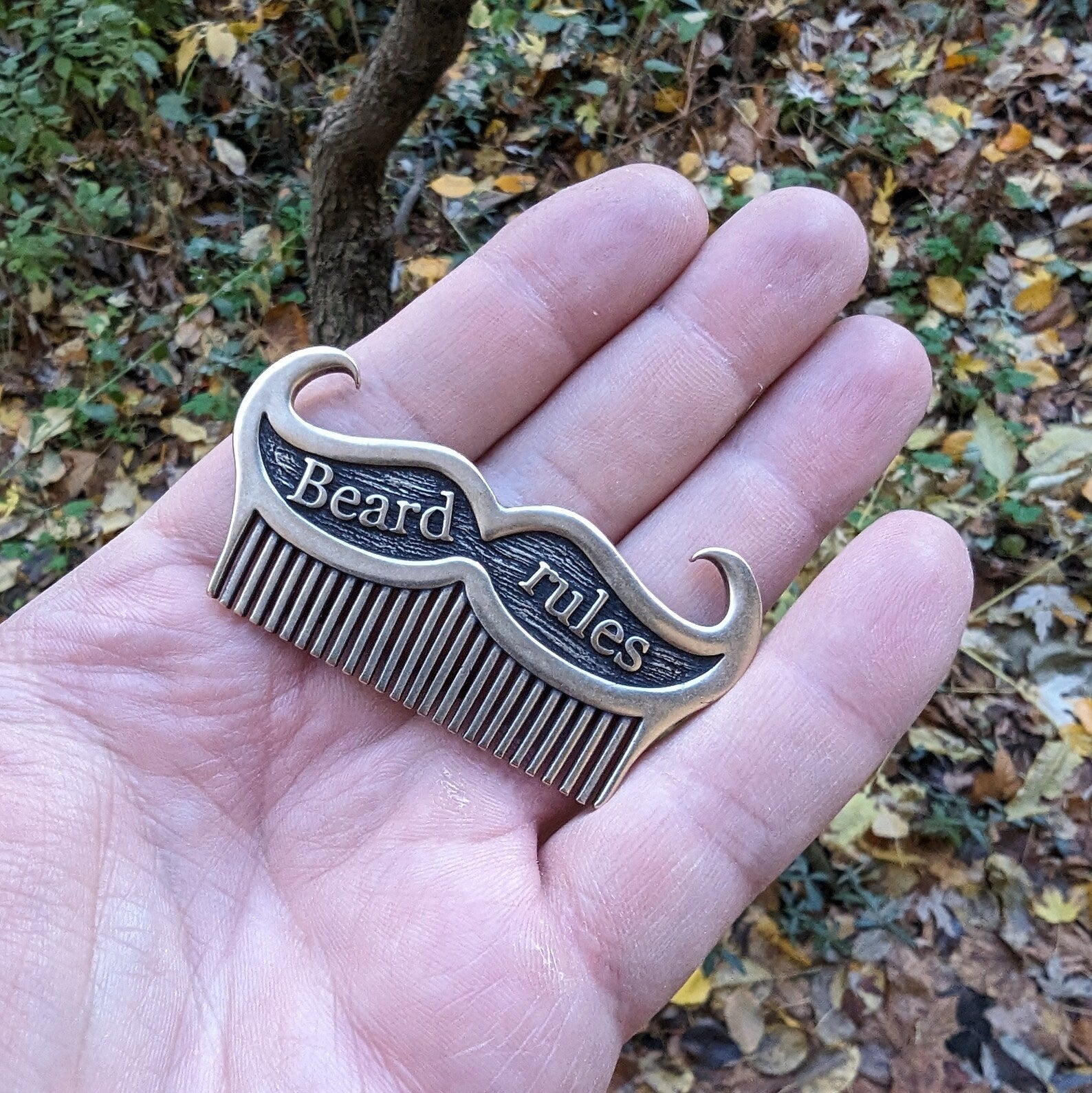 Metal custom beard comb mustache brush hipster gifts – Viking Accessories | Norse runes & Nordic jewelry