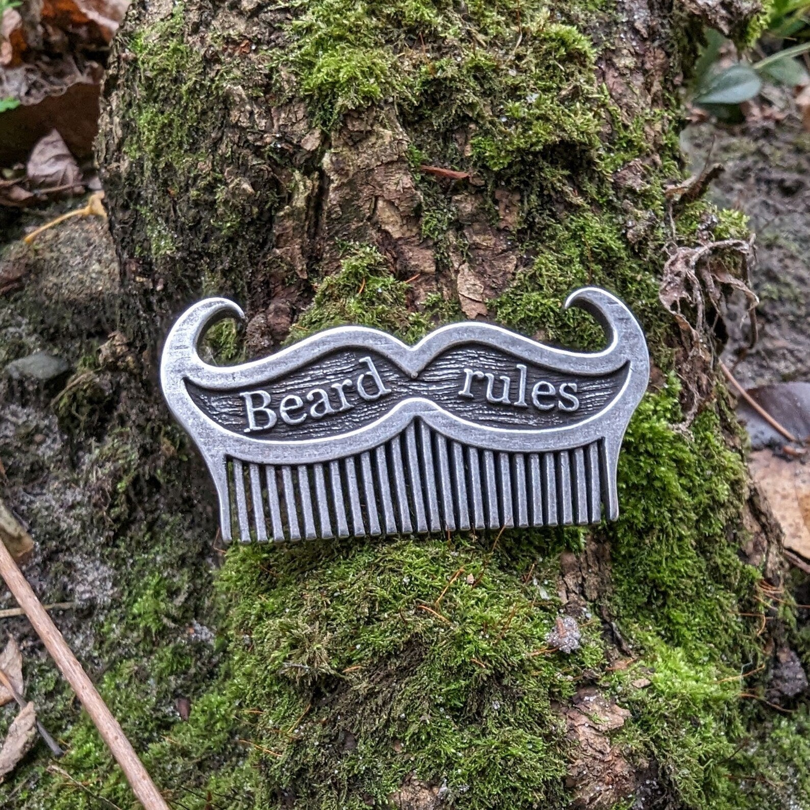 Metal custom beard comb mustache brush hipster gifts – Viking Accessories | Norse runes & Nordic jewelry