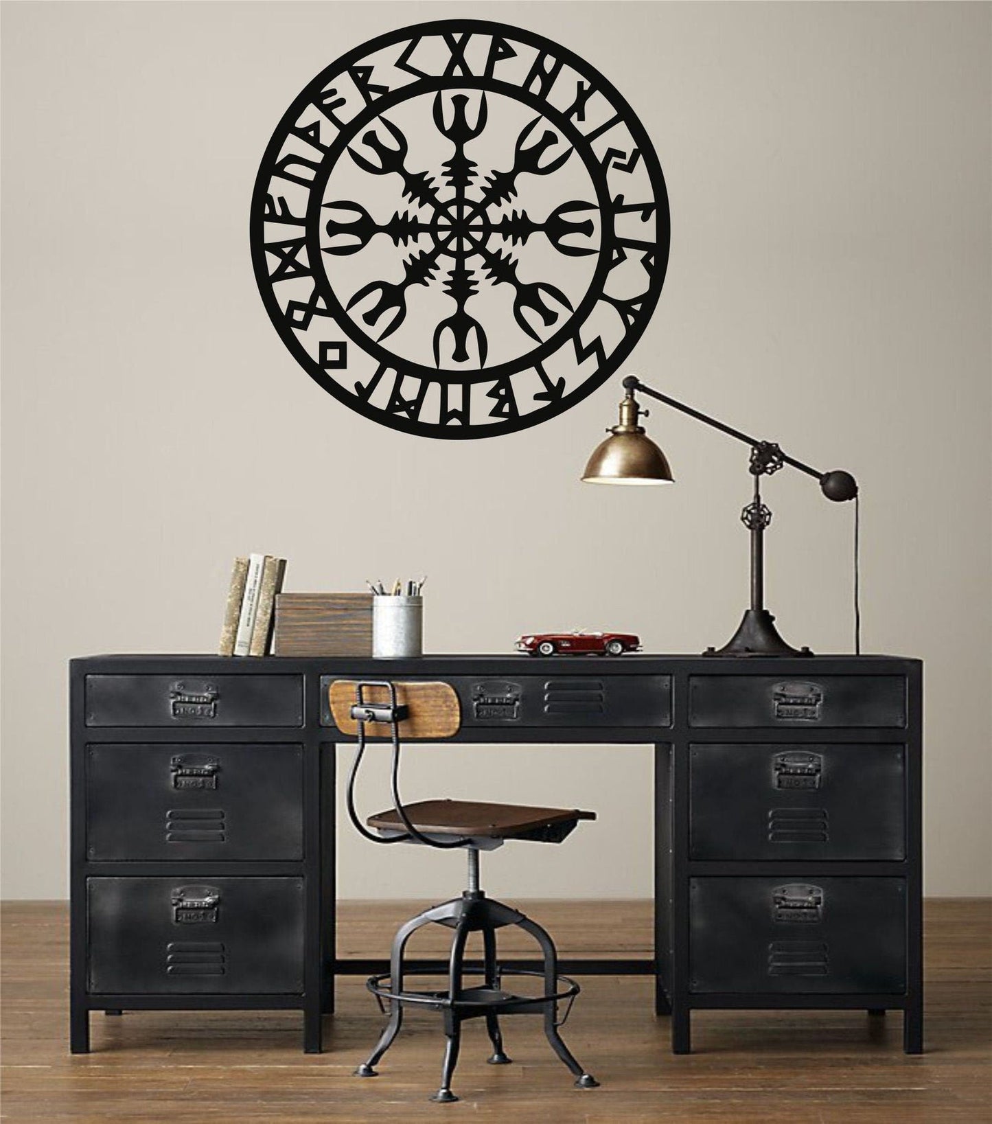 Metal Viking Decor, Nordic Mythology Vegvisir Runes Symbols – Viking home decor | Norse runes & Nordic jewelry