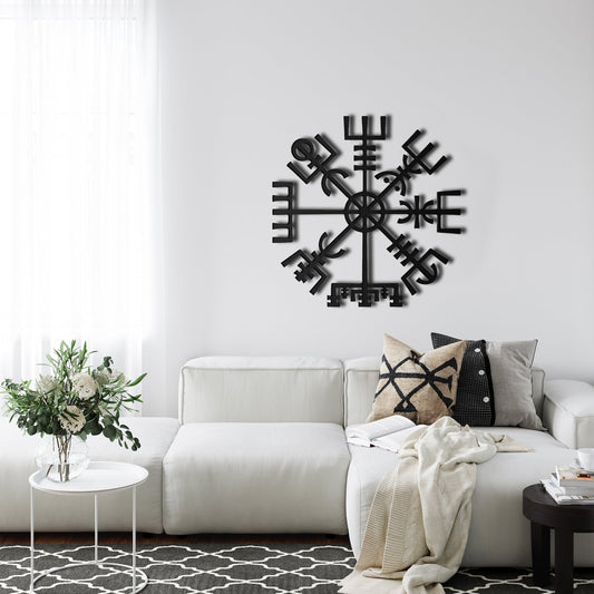 Metal Viking Decor, Nordic Mythology Vegvisir Runes Symbols – Viking home decor | Norse runes & Nordic jewelry
