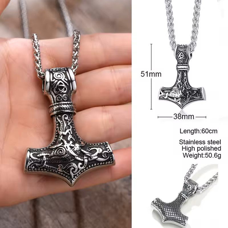 Mjolnir Thor Hammer Pendant Necklace – Viking jewerly | Norse runes & Nordic jewelry