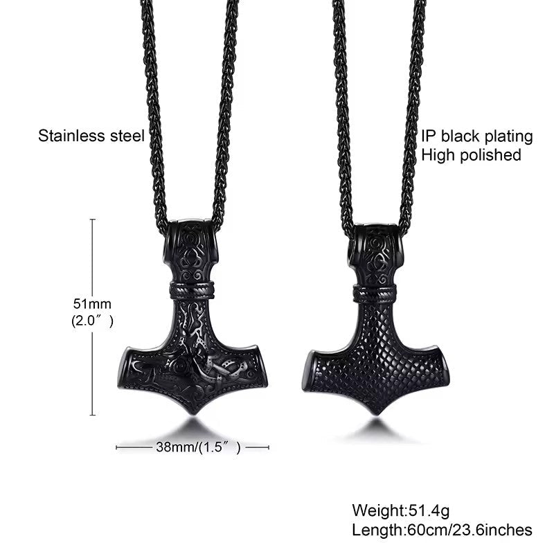 Mjolnir Thor Hammer Pendant Necklace – Viking jewerly | Norse runes & Nordic jewelry