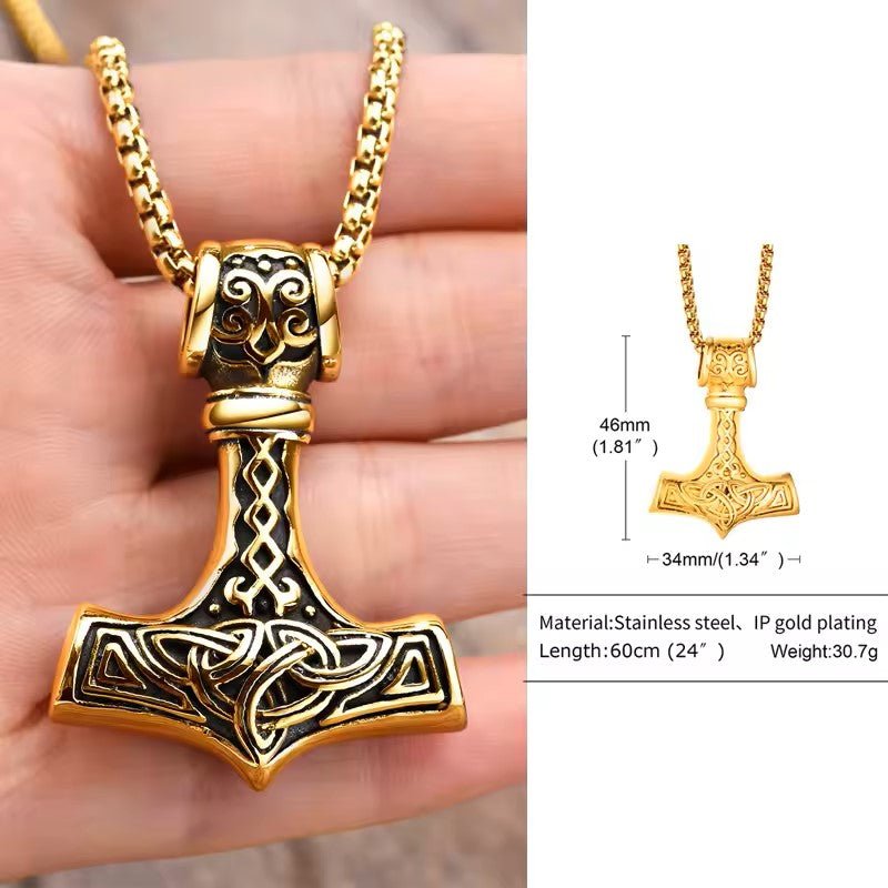 Mjolnir Thor Hammer Pendant Necklace – Viking jewerly | Norse runes & Nordic jewelry
