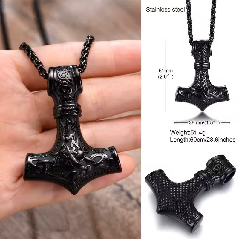 Mjolnir Thor Hammer Pendant Necklace – Viking jewerly | Norse runes & Nordic jewelry