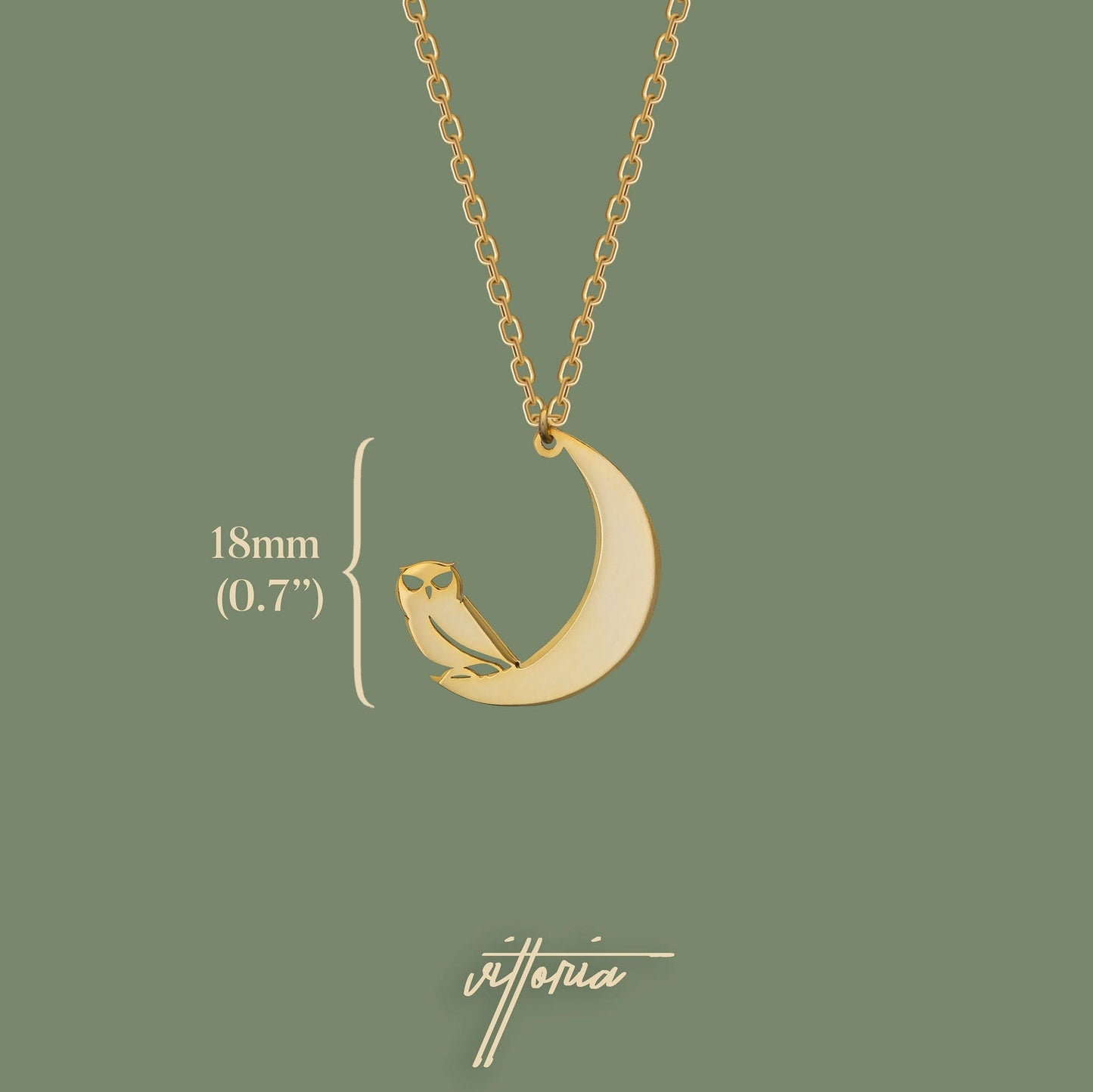 Moon and Owl Necklace, 925 Silver Moon Necklace | Gold Owl Necklace โ Viking | Norse runes & Nordic jewelry