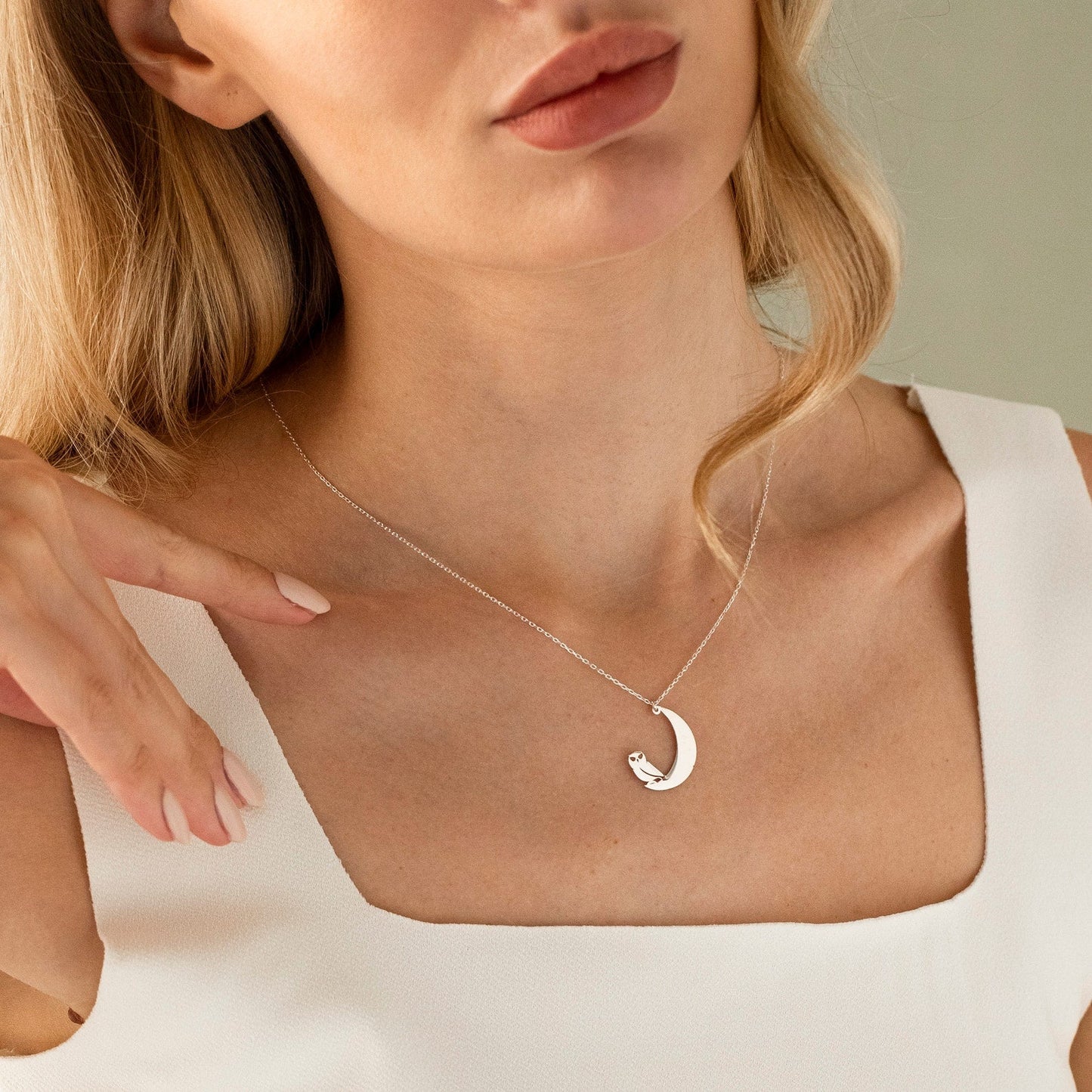 Moon and Owl Necklace, 925 Silver Moon Necklace | Gold Owl Necklace โ Viking | Norse runes & Nordic jewelry