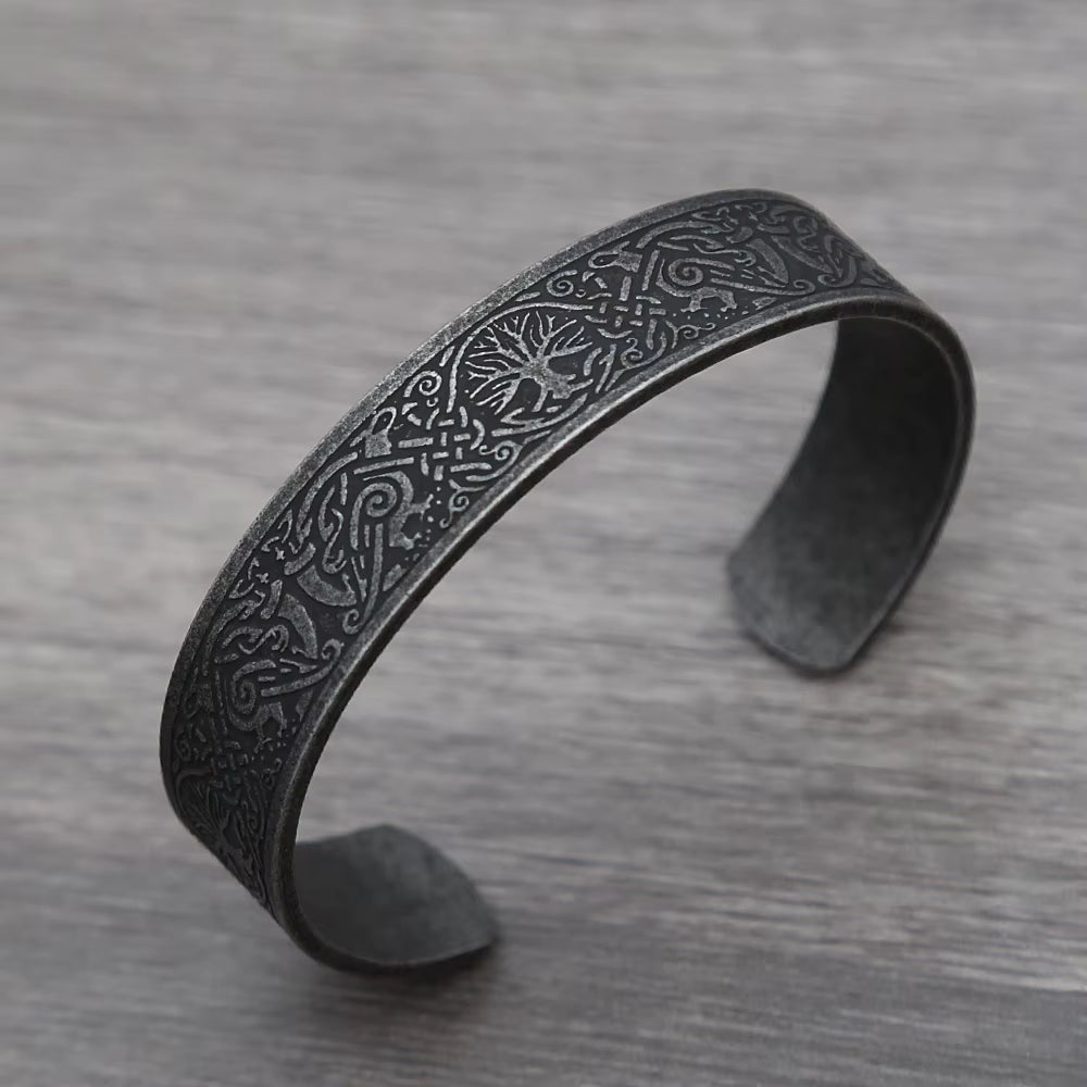 Punk Retro Nordic Viking Rune Bracelet for Men Women Stainless Steel Tree of Life Bracelet Fashion Amulet Jewelry Gift Wholesale β Viking | Norse runes & Nordic jewelry