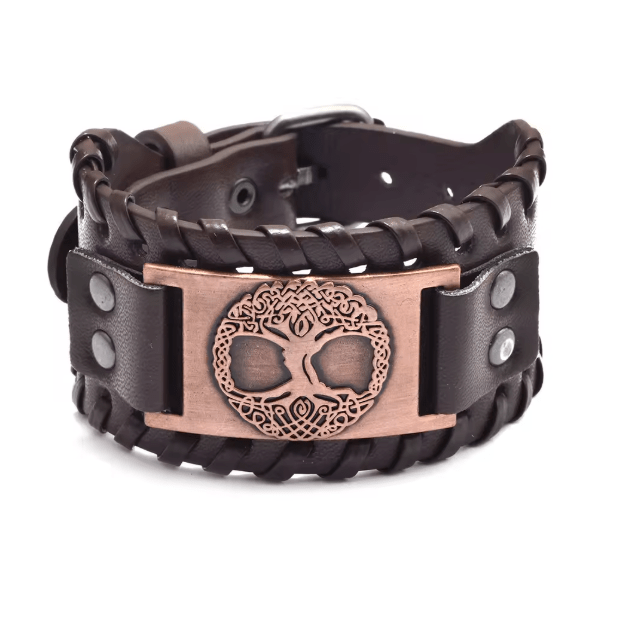 Retro Wide Leather Viking Vintage Compass Bracelet – Viking jewerly | Norse runes & Nordic jewelry