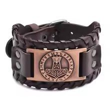 Retro Wide Leather Viking Vintage Compass Bracelet – Viking jewerly | Norse runes & Nordic jewelry
