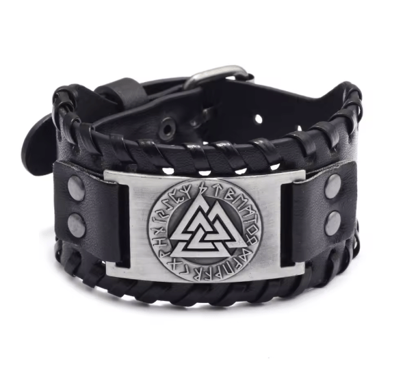 Retro Wide Leather Viking Vintage Compass Bracelet β Viking jewerly | Norse runes & Nordic jewelry