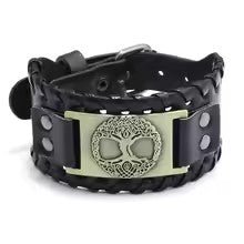 Retro Wide Leather Viking Vintage Compass Bracelet – Viking jewerly | Norse runes & Nordic jewelry