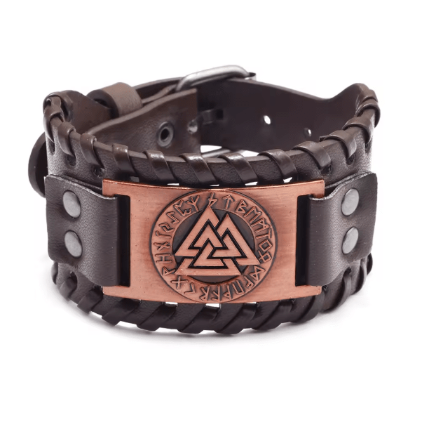 Retro Wide Leather Viking Vintage Compass Bracelet – Viking jewerly | Norse runes & Nordic jewelry