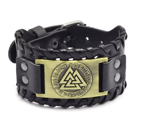 Retro Wide Leather Viking Vintage Compass Bracelet – Viking jewerly | Norse runes & Nordic jewelry
