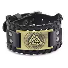 Retro Wide Leather Viking Vintage Compass Bracelet – Viking jewerly | Norse runes & Nordic jewelry
