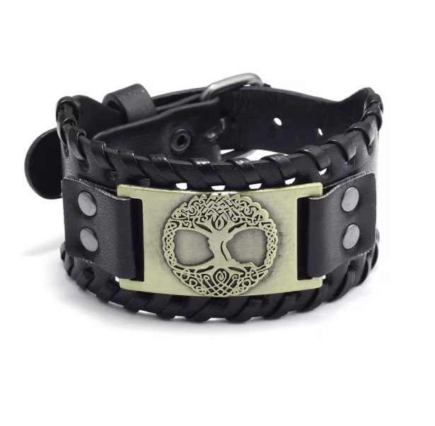 Retro Wide Leather Viking Vintage Compass Bracelet – Viking jewerly | Norse runes & Nordic jewelry