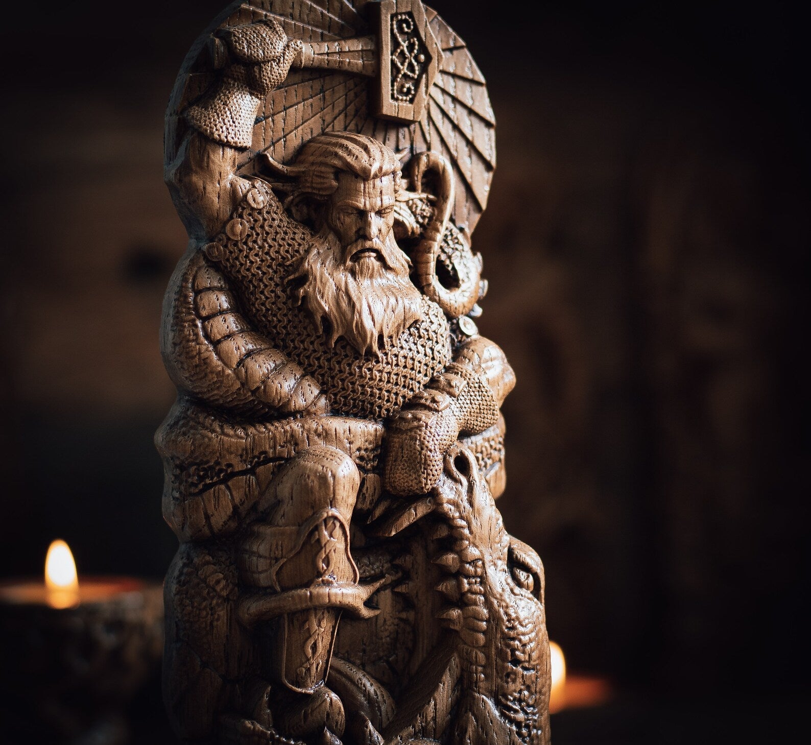 Thor statue, Mjollnir, norse gods,sculpture wooden scandinavian pantheon – Viking | Norse runes & Nordic jewelry