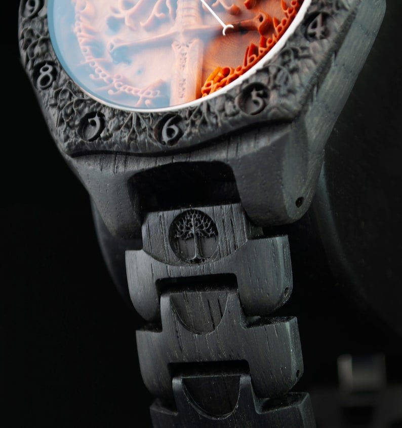 Tree of Gondor 1500 - Year Bog Oak Watch | LOTR Wooden Watch – Viking jewelry | Norse runes & Nordic jewelry