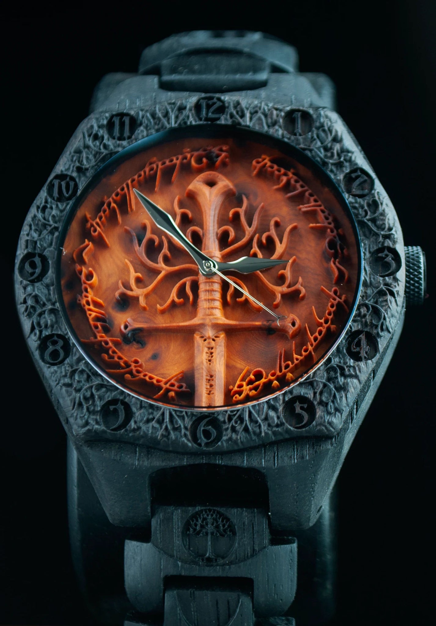 Tree of Gondor 1500 - Year Bog Oak Watch | LOTR Wooden Watch – Viking jewerly | Norse runes & Nordic jewelry