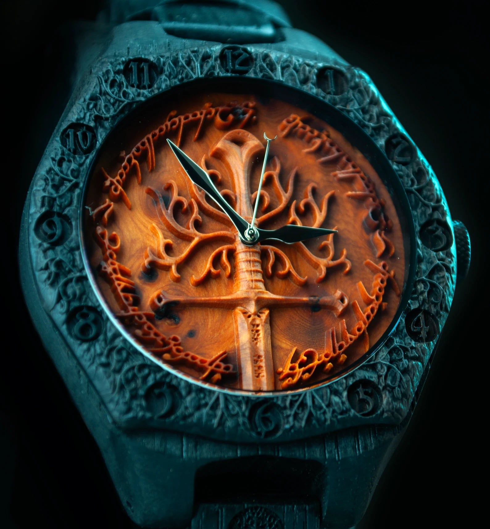 Tree of Gondor 1500 - Year Bog Oak Watch | LOTR Wooden Watch – Viking jewerly | Norse runes & Nordic jewelry