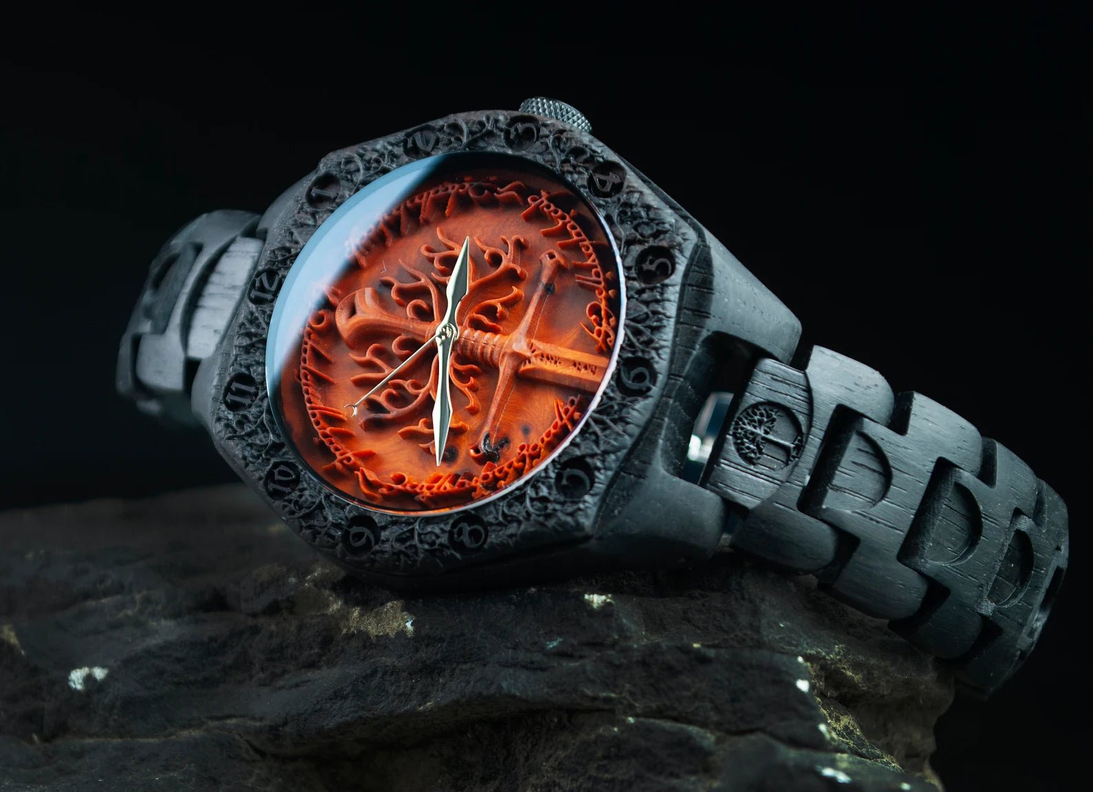 Tree of Gondor 1500 - Year Bog Oak Watch | LOTR Wooden Watch – Viking jewerly | Norse runes & Nordic jewelry