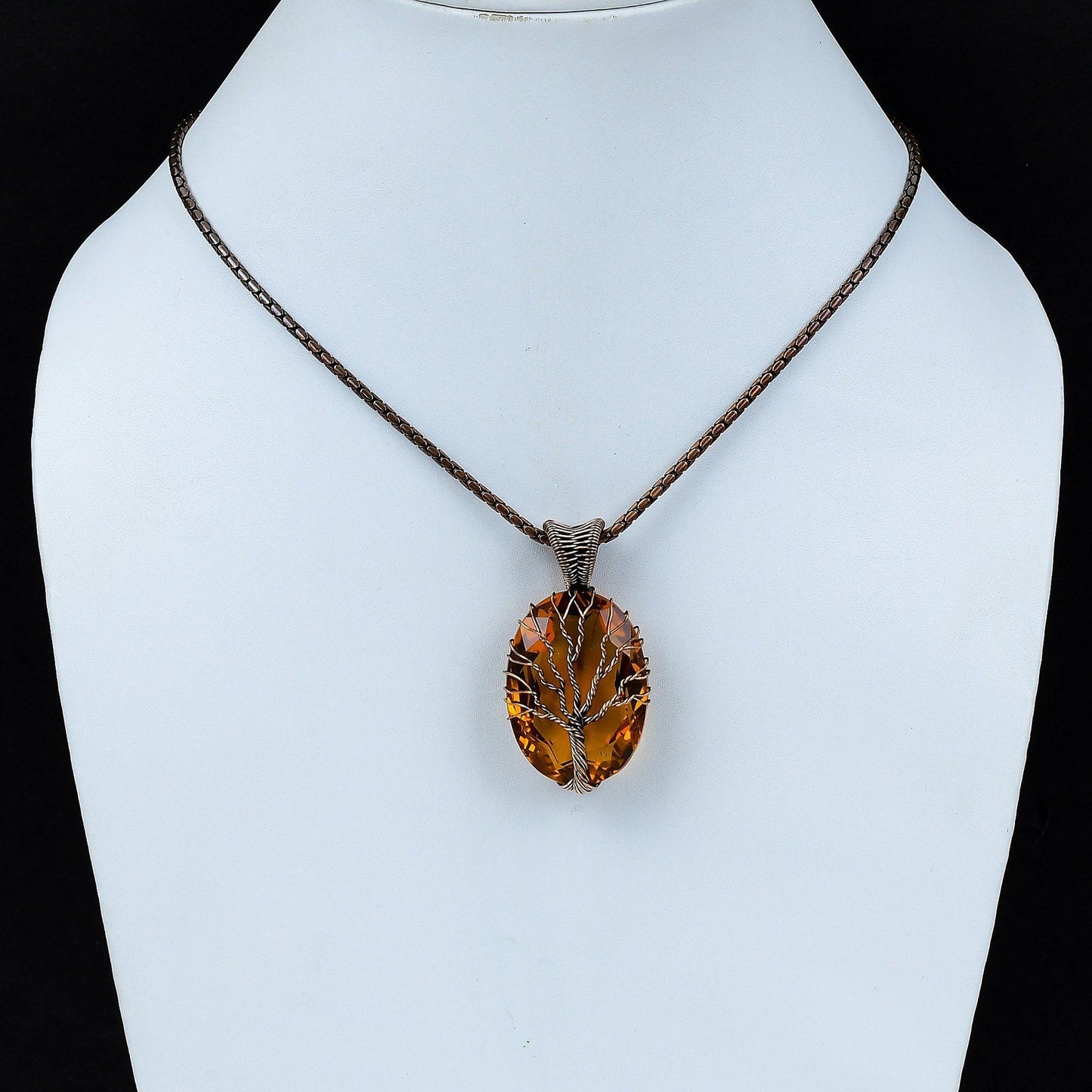 Tree of Life Citrine Pendant Copper Wire Wrapped Pendant Gemstone Pendant Handmade – Viking jewerly | Norse runes & Nordic jewelry
