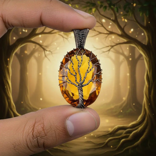Tree of Life Citrine Pendant – Viking jewerly | Norse runes & Nordic jewelry