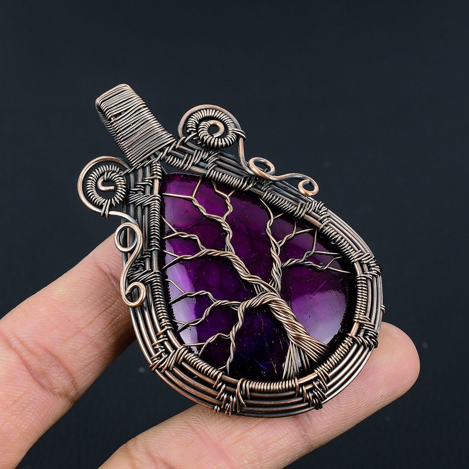 Tree Of Life Purple Fire Labradorite Pendant Copper Wire Wrapped Pendant Copper Jewelry Handmade Pendant Handmade Gift Labradorite Jewelry – Viking jewerly | Norse runes & Nordic jewelry