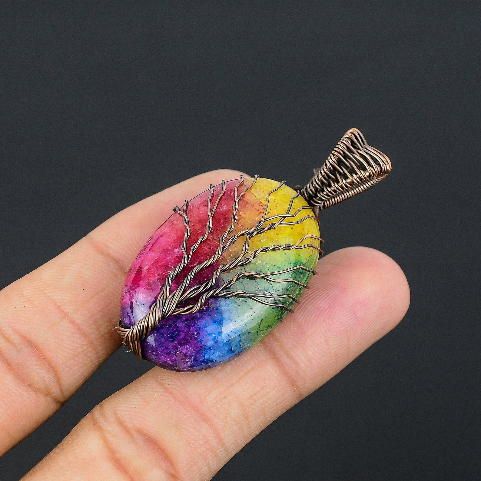 Tree Of Life Solar Quartz Pendant Gemstone Copper Wire Wrapped Pendant Copper Jewelry Quartz Jewelry – Viking jewerly | Norse runes & Nordic jewelry