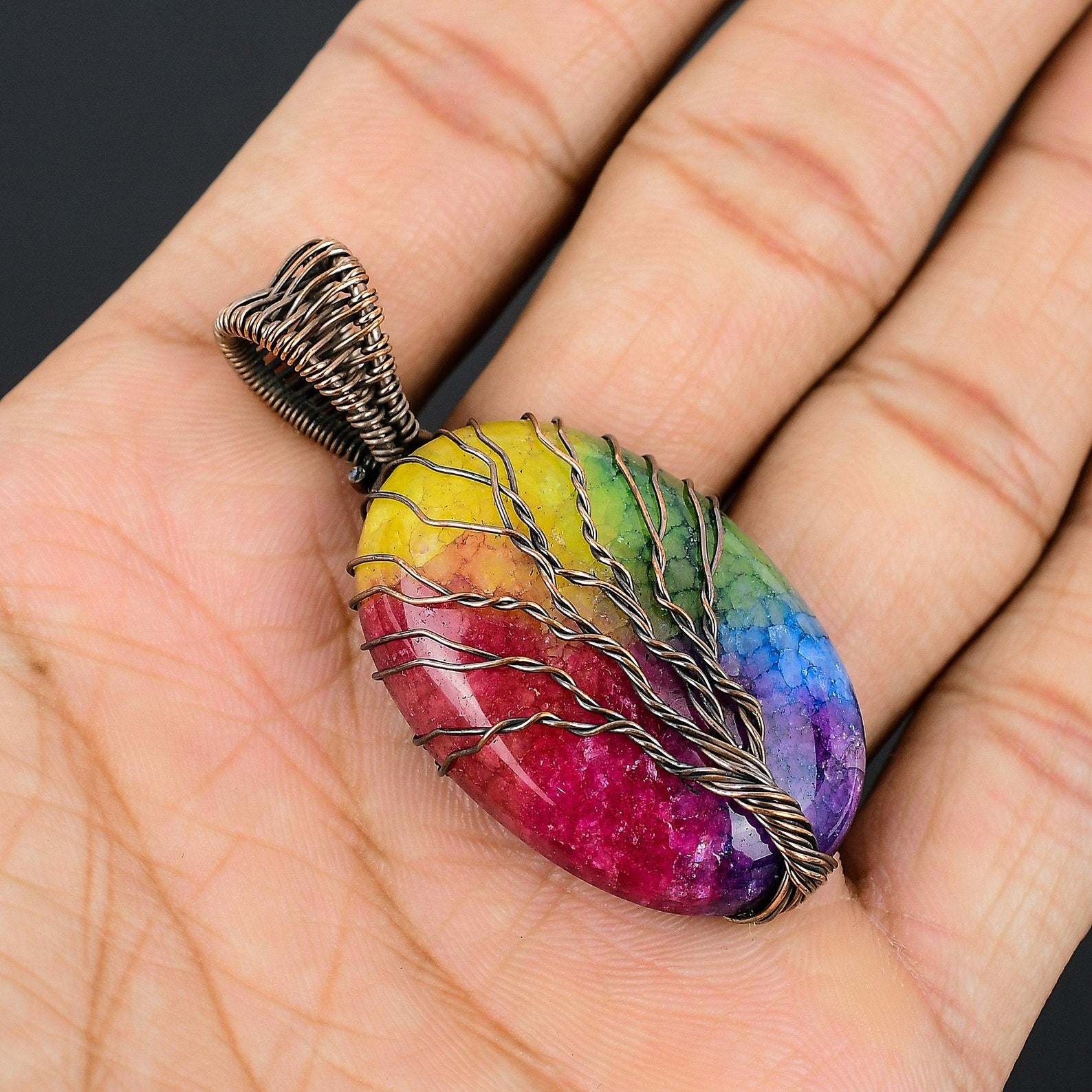 Tree Of Life Solar Quartz Pendant Gemstone Copper Wire Wrapped Pendant Copper Jewelry Quartz Jewelry – Viking jewerly | Norse runes & Nordic jewelry