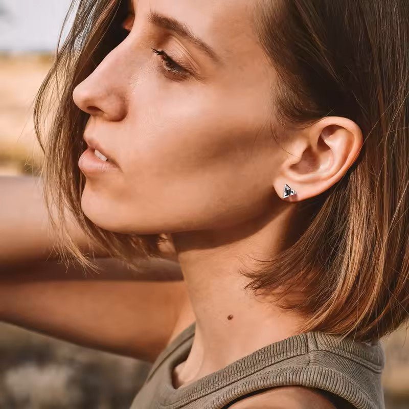 Triangle Zircon Stud Earrings – Stainless Steel Minimalist Jewelry – Viking jewerly | Norse runes & Nordic jewelry