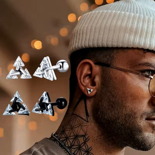 Triangle Zircon Stud Earrings – Stainless Steel Minimalist Jewelry – Viking jewerly | Norse runes & Nordic jewelry