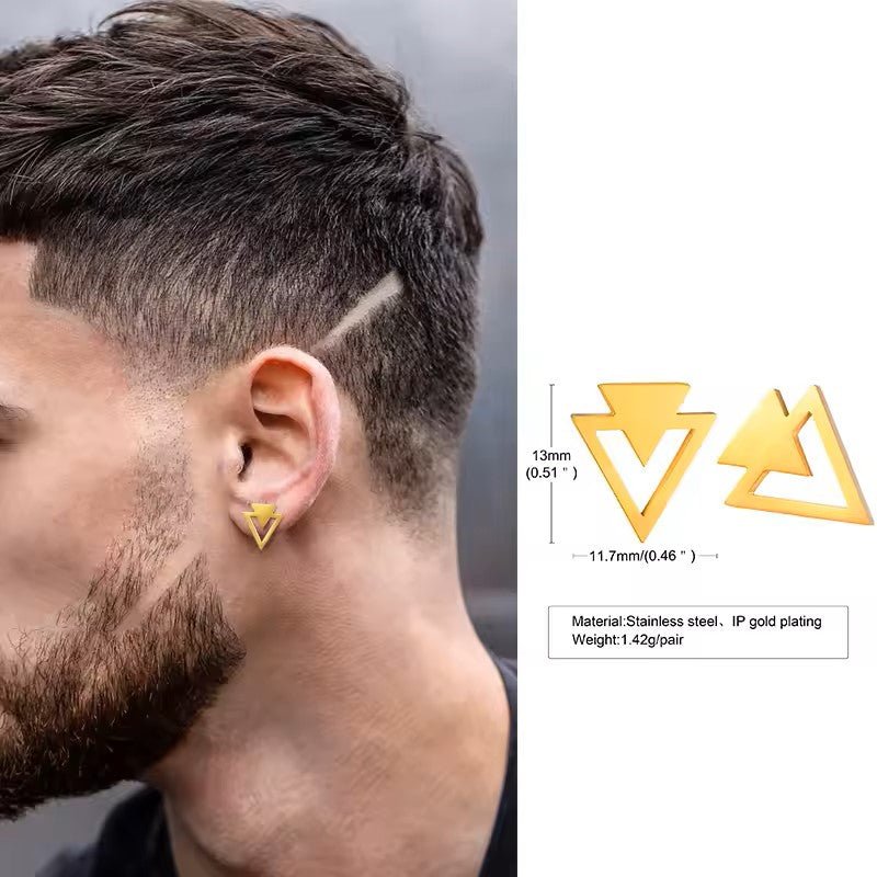 Triangle Zircon Stud Earrings – Stainless Steel Minimalist Jewelry – Viking jewerly | Norse runes & Nordic jewelry