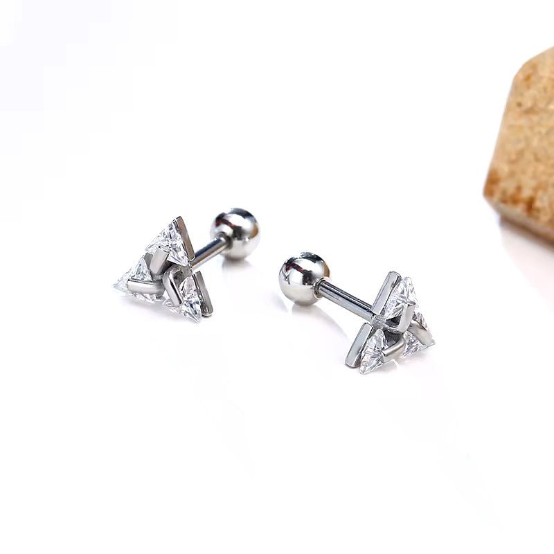 Triangle Zircon Stud Earrings – Stainless Steel Minimalist Jewelry – Viking jewerly | Norse runes & Nordic jewelry