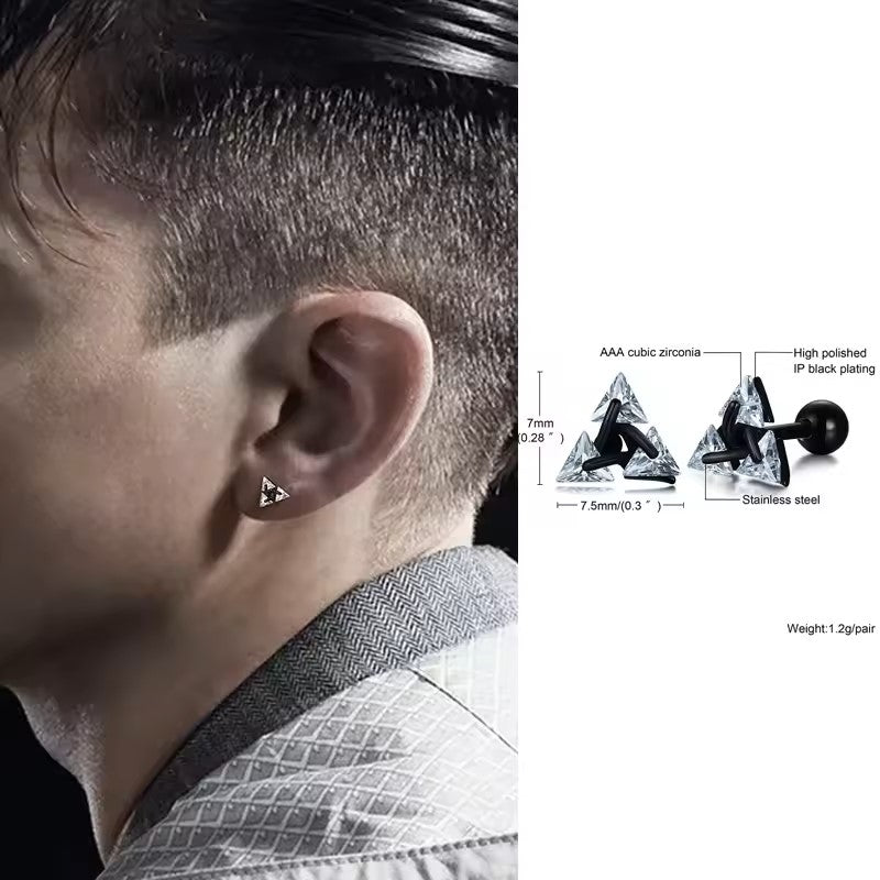 Triangle Zircon Stud Earrings – Stainless Steel Minimalist Jewelry – Viking jewerly | Norse runes & Nordic jewelry